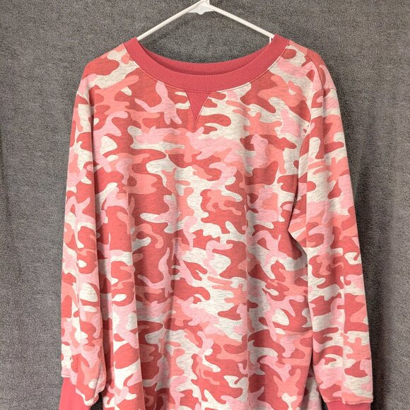 New! Plus Size 3X Pink Cammo Sweatshirt 54" Chest - Picture 1 of 5